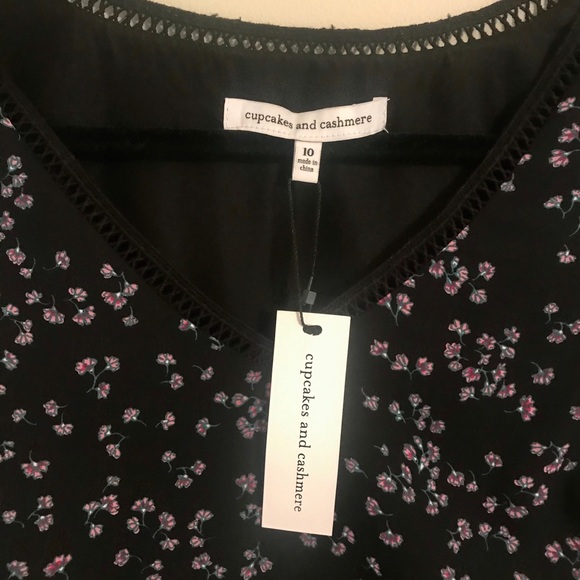 Cupcakes & Cashmere NWT Black Floral Dress size 10 - Picture 7 of 11